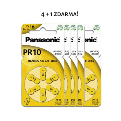 Baterie Panasonic PR10, 4+1 balení zdarma