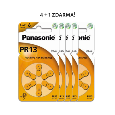 Baterie Panasonic PR13, 4+1 balení zdarma