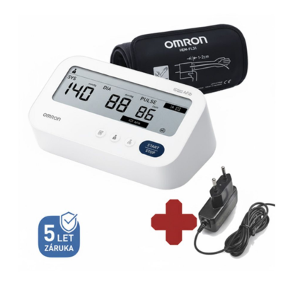 Tonometr Omron M3 Comfort AFib s Intelli manžetou + síťový zdroj + 5 let záruka
